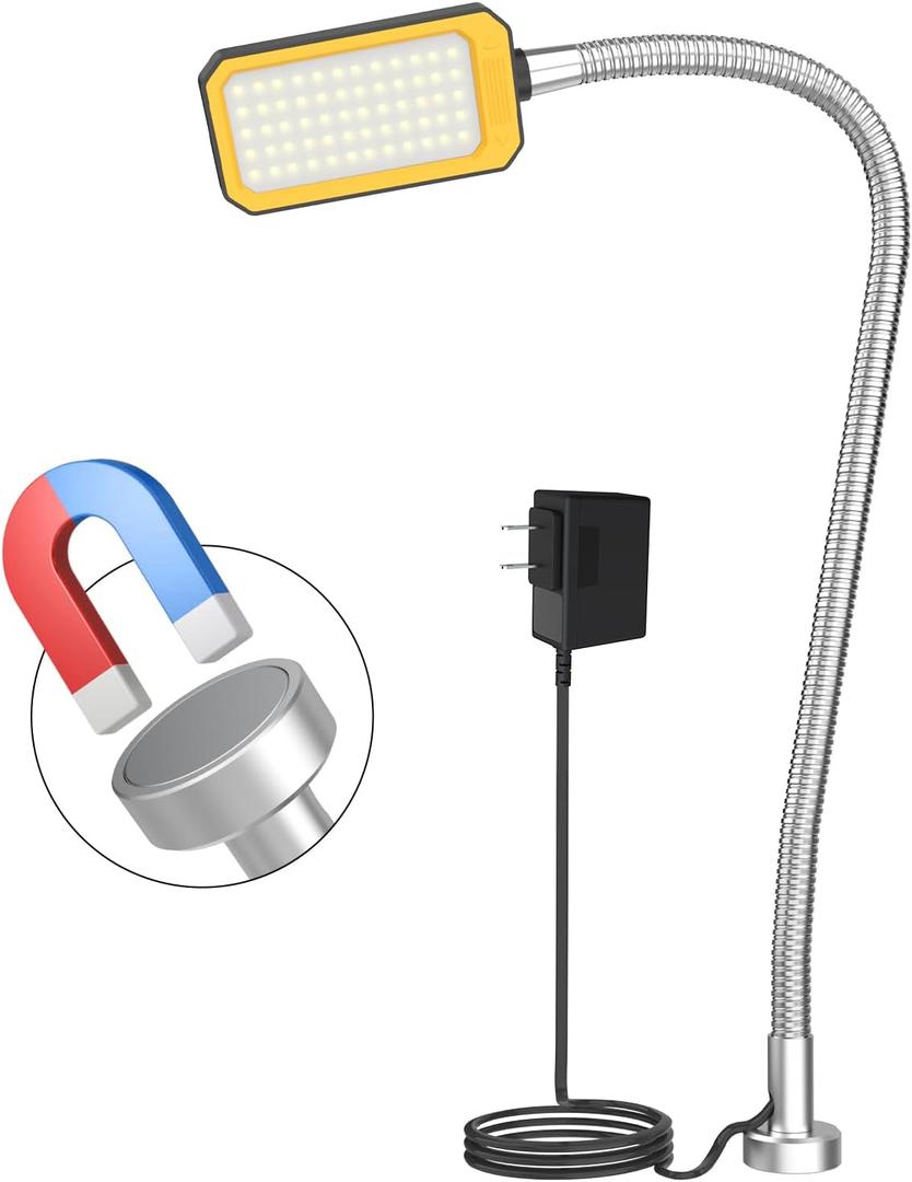 Magnetic Work Light, LED Machine Light with Flexible Gooseneck and Magnetic Base,25W 200~240V Volt Machine Light for Lathe,Work Bench, Sewing Machine,Workbench Industrial Lighting (25W)