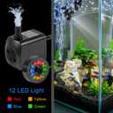 2 x Submersible Water Fountain Pump 15W with LED Lights Aquarium Fish Tank Water Pump 260GPH for Aquarium Pond Statuary Gardens Water Feature Outdoor Fountain