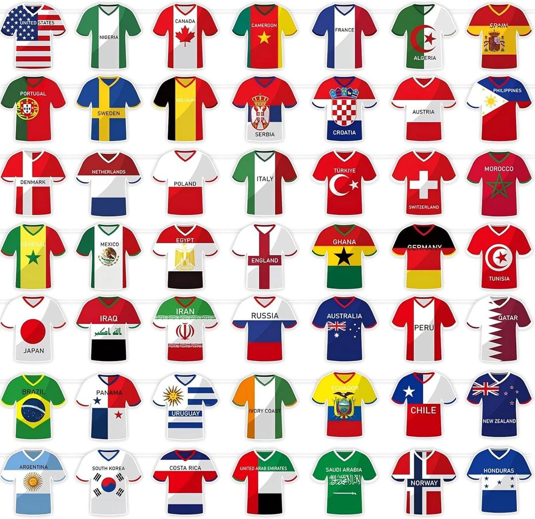 2026 World Cup Soccer Flags Bunting Banner 48 Countries International Country String Flags 48Pcs World Cup Decorations for Sports Themed Parties Olympic Events Outdoor Celebrations Fans Merchandise