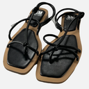 Steve Madden SM New York Strappy Thong Flat Molly Sandals Black 10