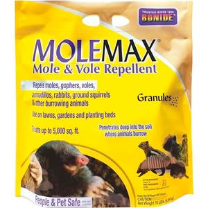 Bonide MOLEMAX Mole & Vole Repellent Granules, 10 lbs. Ready-to-Use, Outdoor Lawn & Garden Mole Control, People & Pet Safe