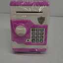 ATM Piggy Bank for Boys Girls, Vcertcpl Mini ATM Coin Bank Money Saving Box with Password, Kids Safe Money Jar for Adults with Auto Grab Bill Slot, Great Gift Toy Bank for Kids (Purple White)