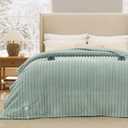 Bedsure Electric Blanket Queen Size - Thick Striped Flannel Electric Blanket with Dual Control, Heating with 10 Heat Settings & 10 Time Settings, 8 hrs Timer Auto Shut Off (84x90 inches, Green) (11 - Emerald Green)