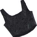 FGSS Women's Corset Top Bustier Renaissance - Vintage Lace Up Floral Print Corset Bodyshaper Boned Overbust (Black Jacquard)