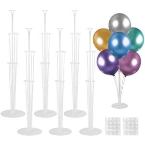 Voircoloria 6 Sets Balloon Stand Kits, Balloon Sticks with Base for Table Centerpieces Graduation Birthday Baby Shower Gender Reveal Party Decorations
