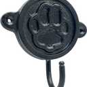 Aluminium Paw Print (1-Pack) Single Wall Hooks, Black Dog Themed Hooks for Hanging Leash, Dog Harness, Wall Mount Hanger, Organization Decorative Wall Hook