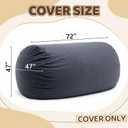 6 ft Bean Bag Chair Cover Only (No Filler) Washable Giant Bean Bag Cover Replacement for Reading Chair or Lounger, Charcoal