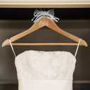 Yuntau Bride Wedding Dress Pearl Mrs. Hanger with Pearl Ribbon Bow Elegant Wooden Dress Hanger to Be Ideal Keepsake for Wedding Day Gift(Brown,Bride)