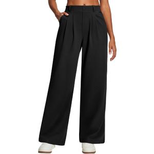 Heathyoga Wide Leg Stretchy Work Pants Women Pull on Dress Pants High Waisted Business Casual Trousers Slacks for Women (Black, XL)