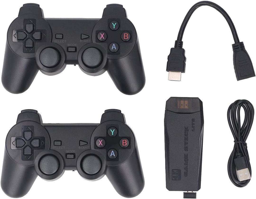 Wireless Retro Game Console 4K Dual 2.4GHz Controllers 20000+ Classic Games 9 Emulators Plug and Play HDMI Stick for Family Kids Adults Gaming Room ABS Material 64GB Memory