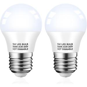 Refrigerator Light Bulb, 40W Equivalent, 5W Daylight White 5000K E26 Base Non-Dimmable, Waterproof LED A15 Appliance Bulb for Fridge Freezer Home Lighting, 2-Pack