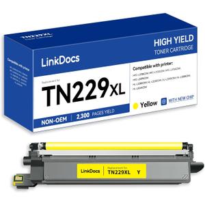 LinkDocs TN229XLY High Yield Yellow Compatible Toner Cartridge Replacement for Brother TN229XL TN-229XL Black Yellow for Brother HL-L3280CDW HL-L3220CW MFC-L3720CDW MFC-L3780CDW Printers