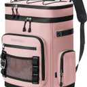 Large Waterproof Insulated Cooler Backpack for Men & Women, Leak Proof Cooler Backpack for Camping, Beach, Fishing, Picnic, Travel, Outdoor, 30L, 48Cans (Pink)