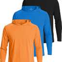 Real Essentials 3 Pack: Men's Long Sleeve Rash Guard Hoodie - SPF UV Sun Protection Workout Fishing Swim Shirts (Big & Tall) (X-Large)