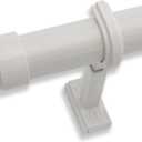 BlastHome Non-Adjustable Luxury Curtain Rods for Windows, 1 Rod Set, 4 foot Fixed Length, Brushed White