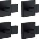 Towel Hooks for Bathrooms, Matte Black Towel Hook for Kitchen Bathroom, SUS304 Stainless Steel Coat Hook, Square Heavy Duty Holder Robe Hooks for Hanging Towels, Coats, sponges, Wall Mount, 4 Pack
