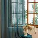 Sutuo Home Boho Curtains 2 Panels for Kitchen Nursery,Turquoise Lace Curtains Semi Sheer Crochet Vintage Hollow Country Tassels Bohemian Drape Privacy Window Treatments Rod Pocket, 50" x 63" Teal