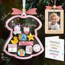 2 x Baby's First Christmas Ornament 2025 Girl, DIY Wooden Onesie Shaker with Pen, Picture Frame Car Visor Clip, Baby Shower Card, Newborn Gift for New Parents, Baby Girl Keepsake, 1st Xmas Decor HH804