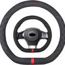 Suede D Shape Steering Wheel Cover,Compatible with Subaru WRX Suede Leather Sport Non-Slip Wheel Cover Car Interior Accessories 15 inch for Man and Women
