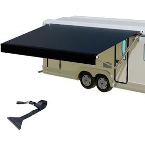 RV Awning Fabric Replacement,18.5oz Outdoor Vinyl Camper Trailer Motorized Awning Replacement for Motorhome,Heavy Duty Weatherproof RV Canopy 14'(Fabric 13'2") Black
