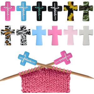 12Pcs Cross Knitting Needle Stoppers Silicone Point Protectors Accessories Fit Size 2.5-13 (3mm-9mm) for All Different Needle Materials