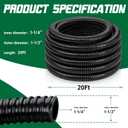 Pond Tubing 1-1/4” × 20 Feet Black Flexible PVC Pond Hose,Garden Pond PVC Tube - Reinforced, Kink-Resistant Tubing for Pumps, Fountains & Waterfalls, with 4 Clamps,1-1/4" Dia