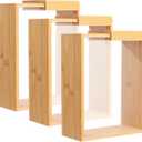 3 Pcs Wooden Cereal Storage Boxes, 8.7 x 6.8 x 3.1 in Dry Food Dispenser with Slide Lid, Visible Window, Wood Food Storage Container for Kitchen, Pantry Organization