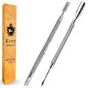 Cuticle Pusher Tools - Professional Nail Cuticle Pusher Cuticle Remover Cuticle Trimmer Spoon Shaped Nail Cleaner Dual Sided Metal Stainless Steel Manicure Pedicure for Women 2 Pack Set Krisp Beauty