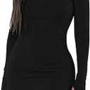 Women's Sexy Bodycon Mini Club Dresses Basic Long Sleeve Turtleneck Dress, Size S
