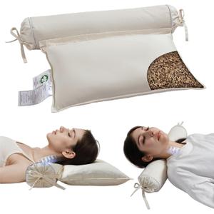 LOFE Buckwheat Pillow - 2IN1 Buckwheat Hull Pillow, Tartary Buckwheat Neck Roll Pillow for Superior Support, Adjustable Cervical Neck Pillow for Side, Back, Stomach Sleepers, Organic Cotton Pillowcase (22*20in, Off White)