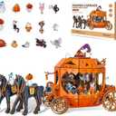 3D Wooden Puzzles for Adults, Gifts for Men, Women Teen 274 PCS Pumpkin Carriage Puzzle Kit Model with Lights, Music Box & Running Carriage, Boo Basket Stuffers Gift