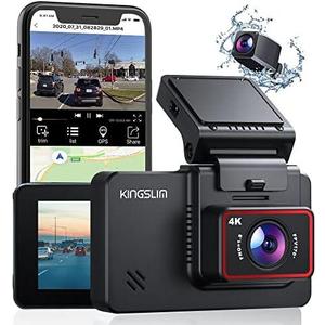 Kingslim D4 Dual Dash Cam with Built-in WiFi GPS, Front 4K/2.5K Rear 1080P for Cars , 3" IPS Touchscreen 170 FOV Dashboard Camera with Sony Starvis Sensor, Support 256GB Max
