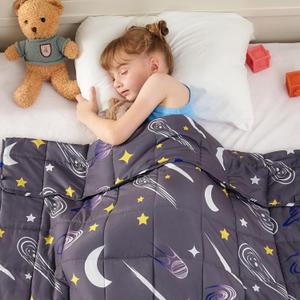 yescool Weighted Blanket 5 Pounds Cooling Weighted Lap Blanket, Star Galaxy Moon Heavy Blankets for Sleeping, Washable Weighted Throw Blanket for 40-60lbs, 36"x48"