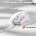 Redragon M612 Predator RGB Gaming Mouse, 8000 DPI Wired Optical Mouse with 11 Programmable Buttons & 5 Backlit Modes, Software Supports DIY Keybinds Rapid Fire Button, White