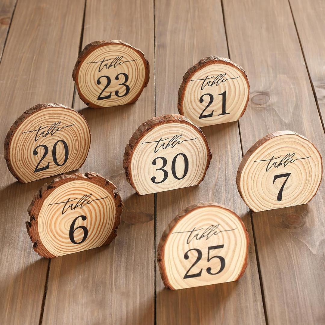 Novabright 31 Pcs Wooden Wedding Table Numbers 1-30, Wooden Restaurant Table Numbers Centerpieces Decoration for Weddings, Reception, Special Events, and Restaurant Use
