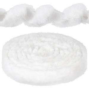 5 Yards Christmas Faux Fur Ribbons for Christmas Tree Decor, 2 Inch Faux Fur Trim Winter Holiday Decoration Ribbons for Xmas Wreath Bows DIY Crafts, White