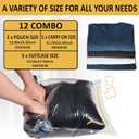 2 x Cozy Essential Compression Bags for Travel - Travel Essentials - 12 Pack Space Saver Plastic Packaging Bags - No Vacuum Needed - Compression Packing Bags for Cruise Accessories