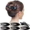 RC ROCHE ORNAMENT 6 Pcs French Concord Hair Clip Curved Thick or Thin Hair for Women No Slip Strong Grip Hold Side Slide Volume Claws Lay Down Clips Hair Bun Updo Clamp, Large Black (1 Count (Pack of 6))