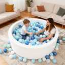 STARBOLO Ball Pit Balls Play Balls -500PCS Pearl 4 Blue Colors Ocean Balls BPA&Phthalate Free Non-Toxic Crush Proof Soft Plastic Ball Pit for Toddlers 1-3 Kids Birthday Pool Tent Party