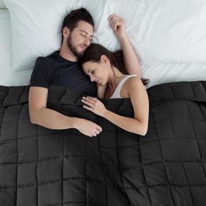 CYMULA Weighted Blanket for Adults (25lbs 80"x87" King Size Black) - Cooling Breathable Heavy Blankets for Summer Winter - Ultra Microfiber Soft Comfort Blanket with Glass Beads - Gifts for Men/Women