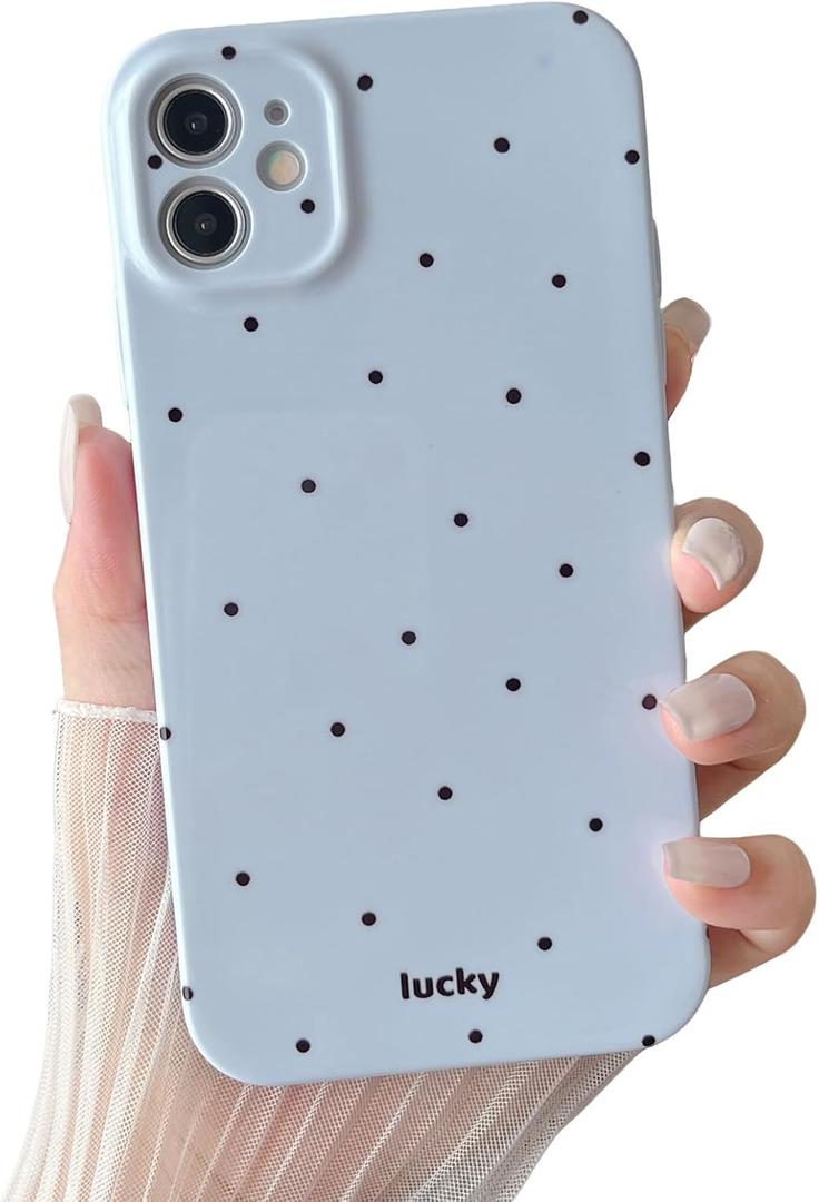 2 x Longlayss Compatible with iPhone 12 Case Polka Dot Phone Case Cute Aesthetic Design Simple for Women Girl Stylish Shockproof Full Camera Protection Cover - Blue