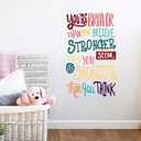 Colorful Inspirational Quote Wall Decal-You’re Braver Than You Believe,Stronger Than You Seem,Smarter Than You Think, Positive Quote Sticker for Kids Room Nursery,Classroom Decor, Set of 6