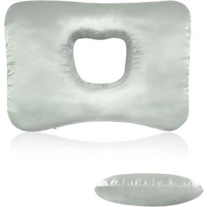 Ear Piercing Pillow for Side Sleepers with Ear-Shaped Hole for Ear Pain, Reversible Satin & Cotton Washable and Adjustable Ergonomic Ear Guard Protector for Side Sleeping