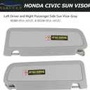 Left Driver and Right Passenger Side Sun Visor Gray Compatible with Honda Civic 2006 2007 2008 2009 2010 2011 Replaces # 83280-SNA-A01ZC 83230-SNA-A01ZC