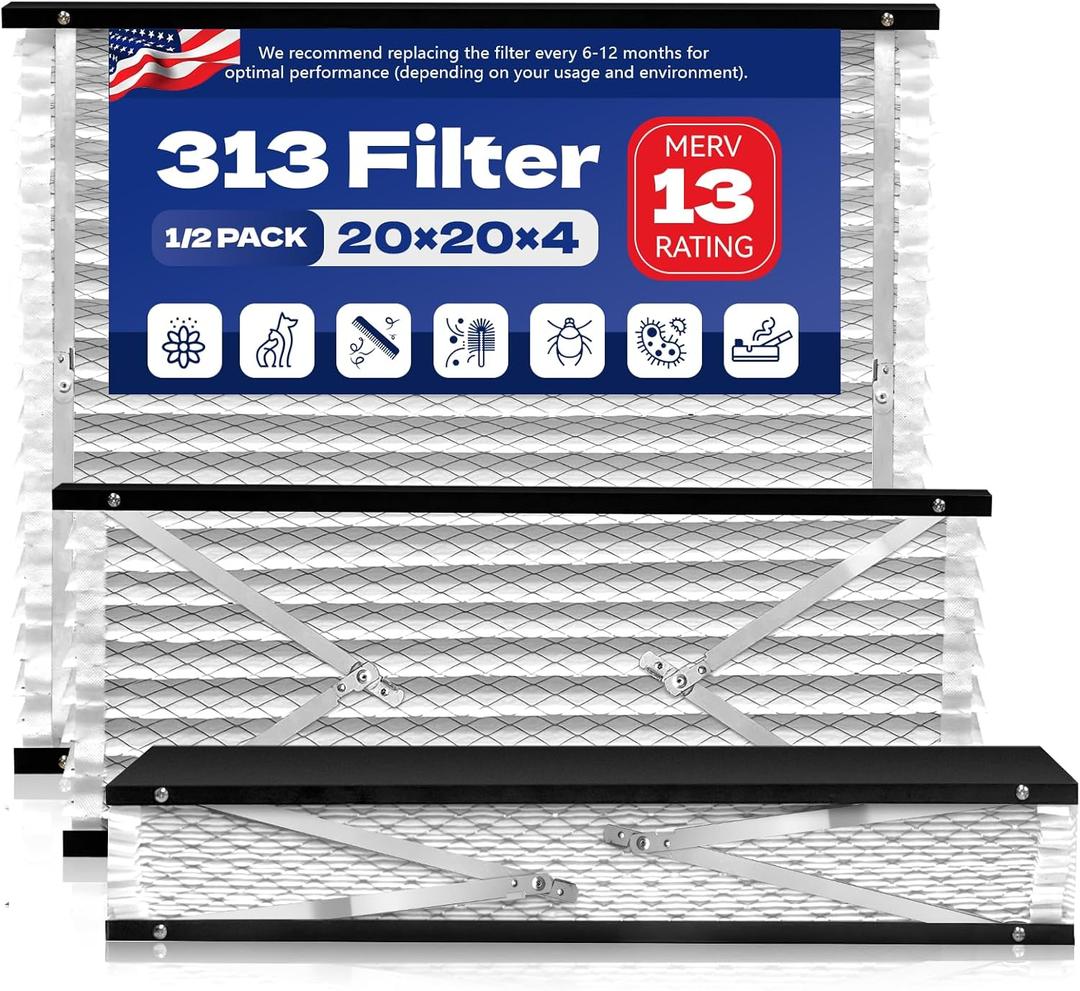 2-Pack 313 Replacement Air Filter Compatible with Aprilaire, MERV 13 Air Purifiers for Whole House Models 1310, 2310, 3310, or 4300, Size 20x20x4 Furnace Filter