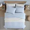 Nautica - Twin Quilt Set, Reversible Cotton Bedding with Matching Sham, Casual Home Decor for All Seasons (Coleridge Stripe Light Blue, Twin)