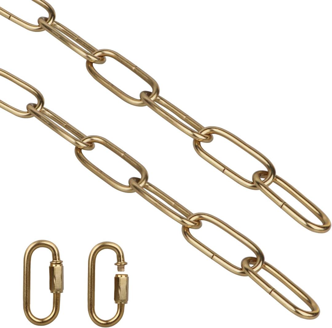 Helunsi Lighting Chain, 6 Feet Imitation Copper Light Fixture Chain, Metal Chandelier Chain Extension with Connection Link Lock, Heavy Duty Hanging Chain Lamp Fixture Pendant Ceiling Decorative Kit 6'