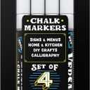 VersaChalk White Chalkboard Chalk Markers - Wet Erase Dustless Chalk Ink Paint Marker for Blackboard, Dry Erase White Board, Chalkboard Sign (FINE 3mm, 4/SET) 