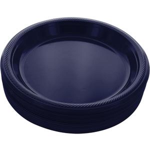 Amcrate Navy Disposable Dinner Plates, 10.4 Inches, Strong & Sturdy for Party, Picnic, Travel - Pack of 50