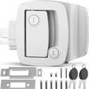 PAULINN White RV Door Lock Replacement, Upgraded 100% Metal Door Handle Latch with Paddle Deadbolt fits Camper, Travel Trailer, Horse, Cargo Hauler 4 Keys